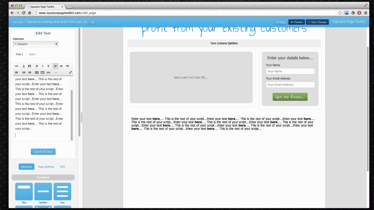 Creating your first Squeeze Page in 17 minutes or less