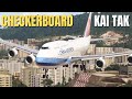 Live pilot attempts kai tak checkerboard approach in boeing 747  group flight  real life pilot