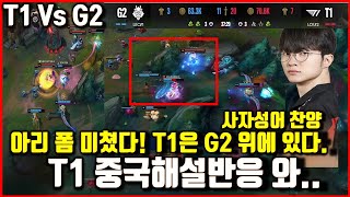 T1 VS G2 페이커 아리 중국해설msi중계 해외반응 사자성어 찬양! 결승전 또다른 자아가 있나? 신격화 定海神针 천마행공 2024MSI 롤lol