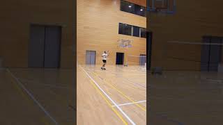 Badminton training. Front court reaction movement after fixed possition on one spot.