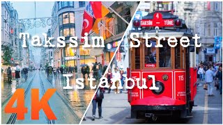 Taksim Square 4K | Walk in rain istiklal street istanbul .Turkey