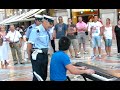 Street Piano in Milan with Policemen