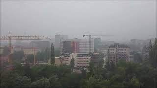Heavy terrestrial rain hits the capital city of Bulgaria - Sofia - thunders and lightings