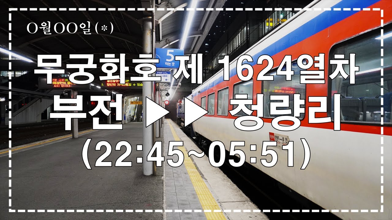 【야간열차】 중앙선 무궁화호 1624 부전-청량리 주행영상