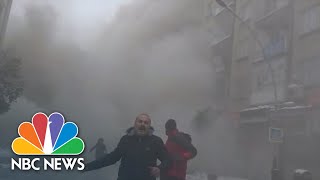 Dramatic footage shows moment of powerful aftershock live on Turkish TV