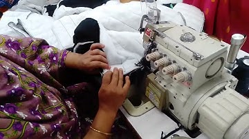 Servicing at side seam psn by overlock padding jacket excellent method