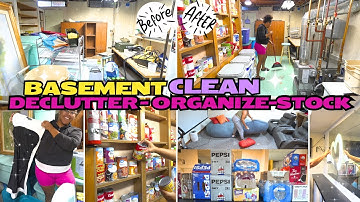 BASEMENT DECLUTTER AND ORGANIZE AND STOCK WITH ME! 2024 EXTREME CLEANING MOTIVATION | THROW IT OUT!