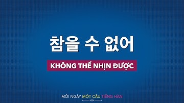 Học tiếng Hàn 2021 | MỖI NGÀY MỘT CÂU TIẾNG HÀN [참을 수 없어]
