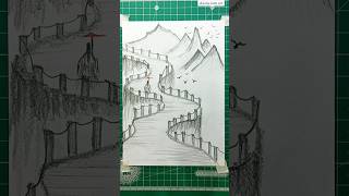 Easy Landscape drawing technique🤔😱 #shorts #craft #art #drawing #crafts #satisfying