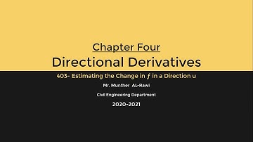 403 Calculus  Estimating the Change in ƒ in a Direction u