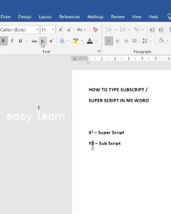 how to type subscript / superscript in MS word - YouTube