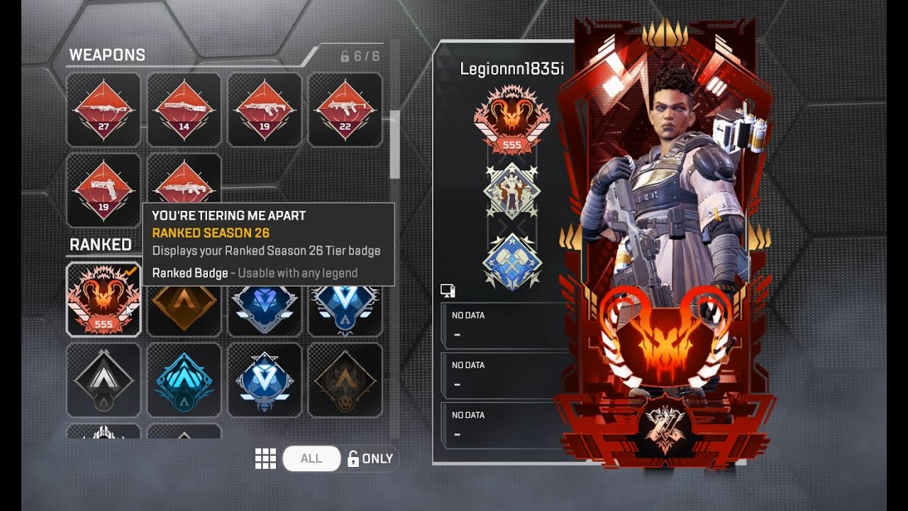 Season 26 Predator # 555 ( Unique Predator number ). 4k Badges, Badges ...