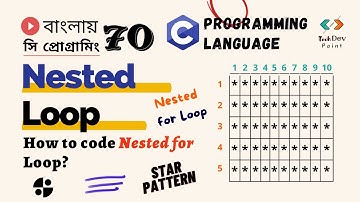 Lec 70: Nested Loop |  Nested for Loop in C | Star Pattern in C | C Programming Bangla Tutorial | সি