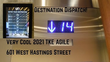 NICE 2021 TKE AGILE destination dispatch elevators | 601 W Hastings | Vancouver, BC