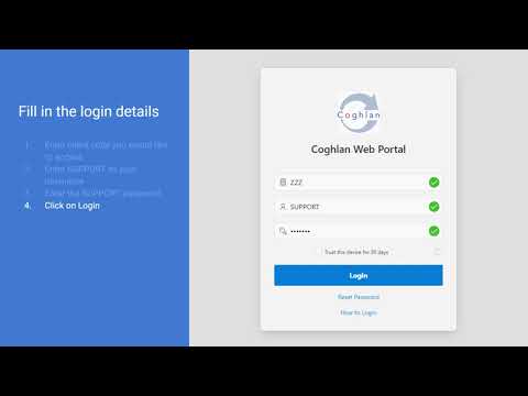 Web Portal Login for Support users
