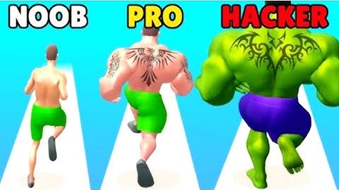 Noob VS Proo VS Hacker Muscle rush Max level challenge video new 3d game