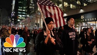 Second Night  Of Nationwide Protests Against President-Elect Donald Trump | NBC News