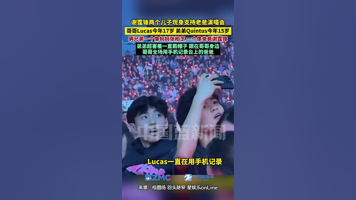 谢霆锋两个儿子现身支持老爸演唱会，哥哥Lucas谢振轩今年17岁，8月将过18岁成人礼，弟弟Quintus谢振南今年15岁，俩兄弟一个像妈妈张柏芝，一个像爸爸谢霆锋，弟弟超害羞一直戴帽子，跟在