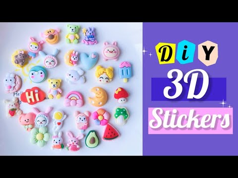How to make 3D cute stickers at home _ DIY 3D sticker 