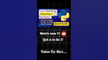 python Type Casting | Day 3 Of Learn Fast Series 🚀 #shorts #learnpython