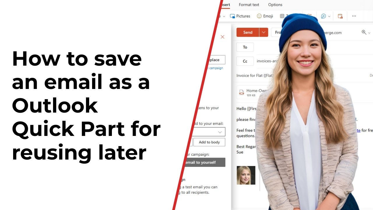 How to save an email as a Outlook Quick Part for reusing later - YouTube