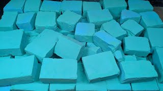 Extra Soft Cyan color gymchalk crushing blocks fluffy+powdery | oddly satisfying | ASMR  screenshot 1