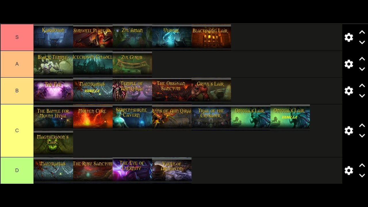 Rating wow classic raids vanilla wotlk tierlist youtube