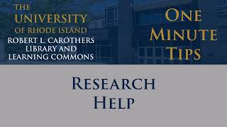 One Minute Tip: Reference Services