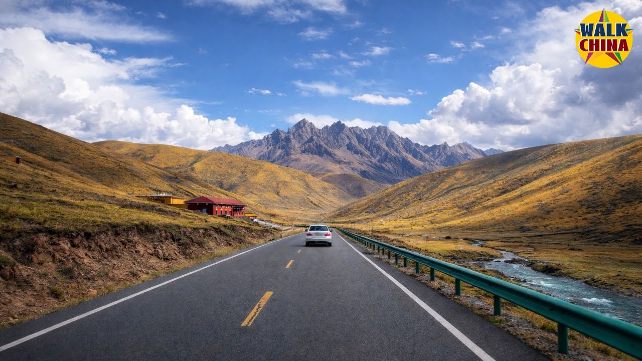 Ведя машину в Духовный Святилище на крыше мира - Сэда, Автономный округ Цзу-Тан, 4K HDR