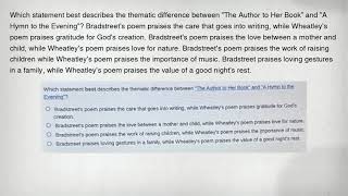 Which statement best describes the thematic difference between The Author to Her Book and A Hymn