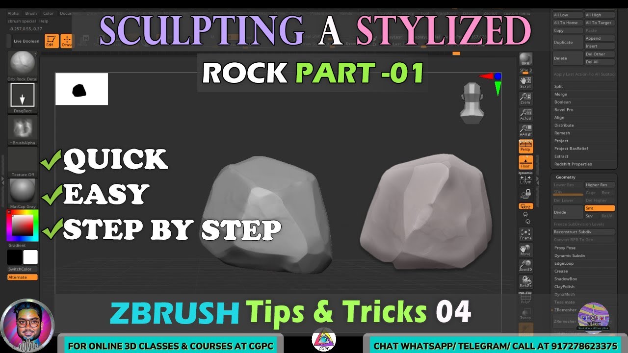 Create Easiest Stylized Rock in ZBrush [BEGINNER TUTORIAL] | Part 01 # ...