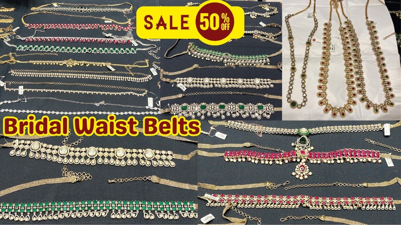 charminar bridal jeellery Emerald, CZ, Ruby & Moissanite | 2 in 1 Long Haar, Waist Belt 🏵️ | 50% OFF