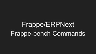 Installation || Bench Commands