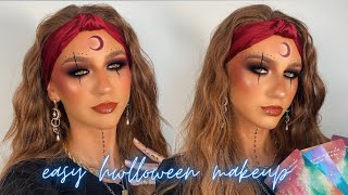 SUPER EASY FORTUNE TELLER HALLOWEEN MAKEUP🌙✨🔮 | REBECCA CAPEL MAKEUP