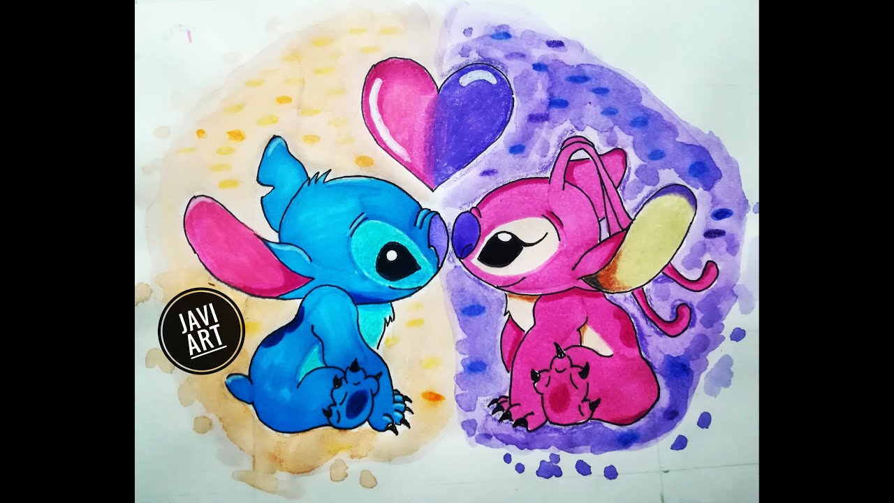 COMO DIBUJAR A STITCH Y A SU NOVIA ANGEL/ HOW TO DRAW STITCH AND ANGEL/  JAVI ART 💙❤💙❤ - thptnganamst.edu.vn