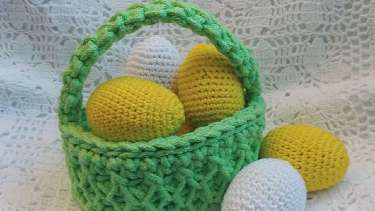 OVALE Oster- Körbchen mit Wabenmuster muster häkeln.einfach und schnell
