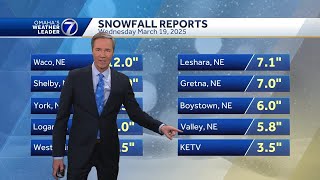 Hefty snow totals around Omaha Wednesday