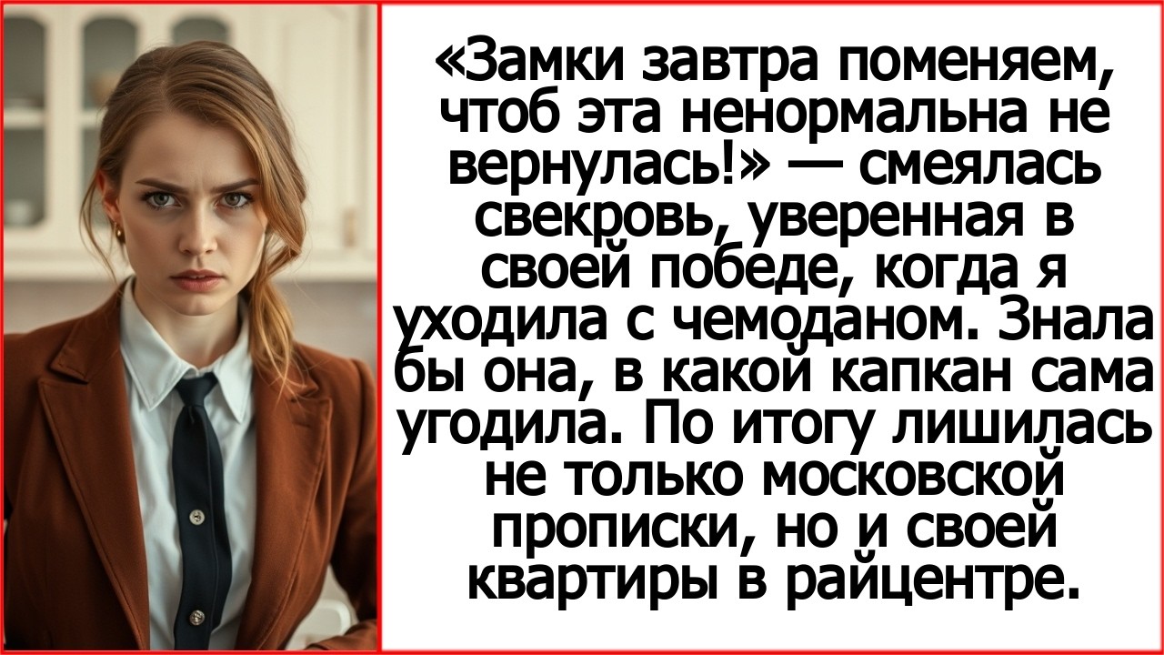 Замки завтра поменяем, чтоб эта не вернулась! Смеялась свекровь, когда я уходила с чемоданом.