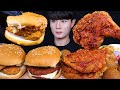 맘스터치 햄버거 치즈볼 치킨 먹방ASMR MUKBANG SPICY CHICKEN BURGER & FRIED CHICKEN チキンバーガー チキン eating sounds