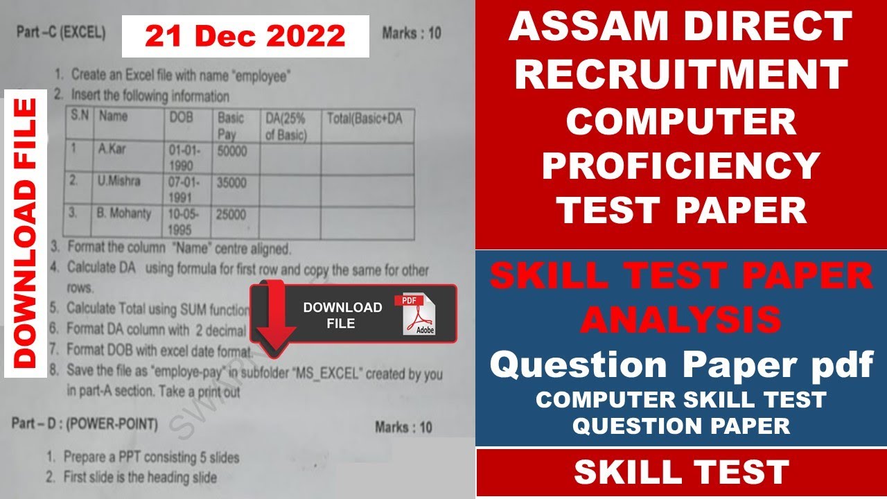 ASSAM DIRECT RECRUITMENT 21 DEC 2022 EXAM PAPER LEVEL AND QUESTIONS PDF ...