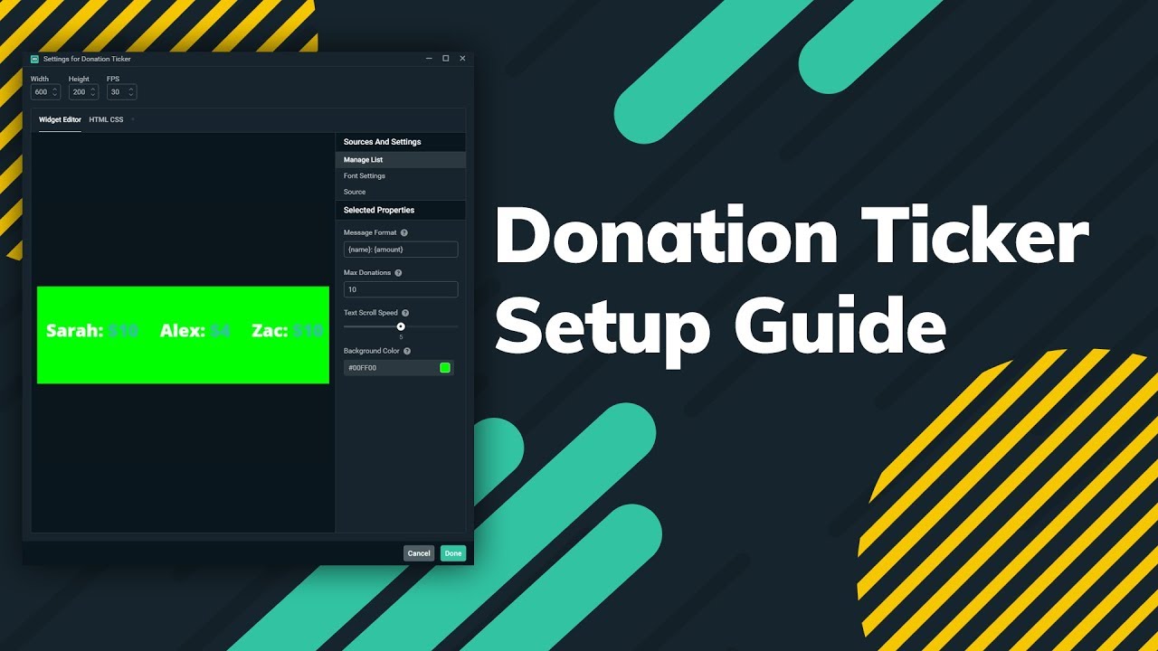 Donation Ticker Widget Setup Streamlabs