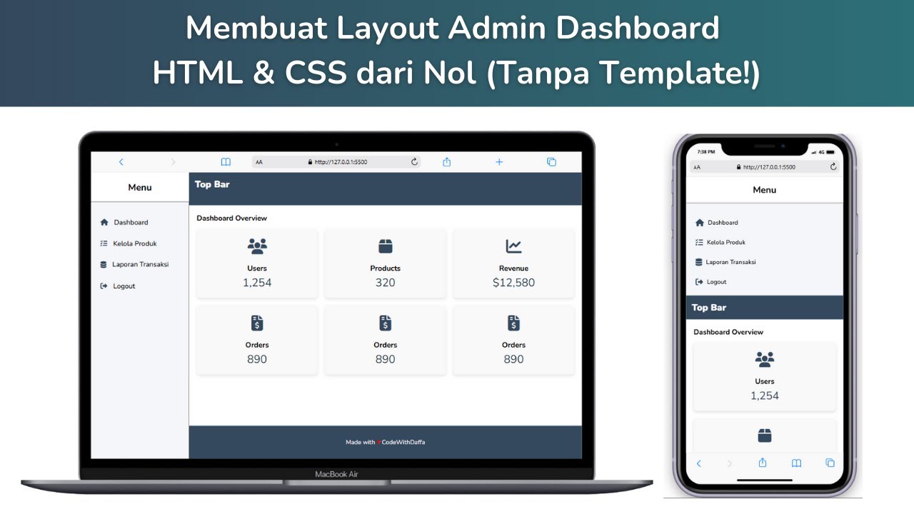 Cara Membuat Admin Dashboard dengan HTML & CSS dari Nol - YouTube