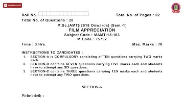 MSC 1ST SEM AMT FILM APPRECIATION DEC 2020 | PTU
