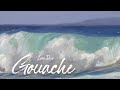 Ocean wave - Gouache painting demo by Lena Rivo