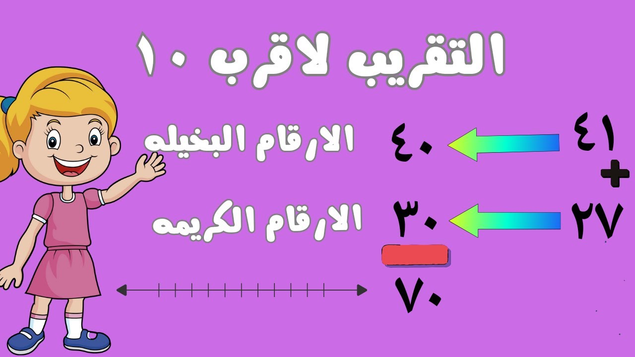 شرح درس التقريب لأقرب عشره على خط الاعداد وقاعده التقريب رياضيات الصف الثاني الابتدائي ترم ثاني ٢٠٢٤