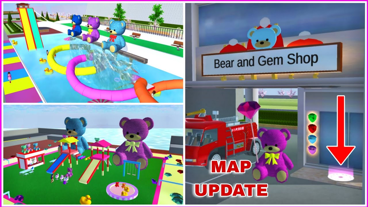 New PROPS Update for Kids and Babies with Slides, Bears and Gems in Sakura School Simulator