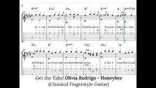 Olivia Rodrigo - honeybee (Classical Fingerstyle Guitar Tabs) Notes