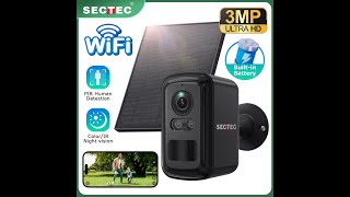 Sectec Mini Solar Battery Security 4G Sim Card Surveillance Outdoor Ai Pir Wifi Cctv Network Camera