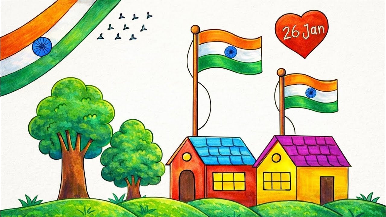 Republic day drawing easy | 26 january drawing | happy republic day drawing  | easy drawing 
