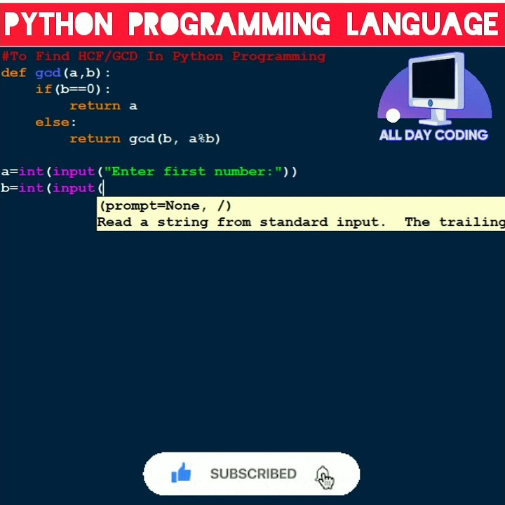 #Python 25 To Find HCF/GCD In Python Programming | Computer Programming ...
